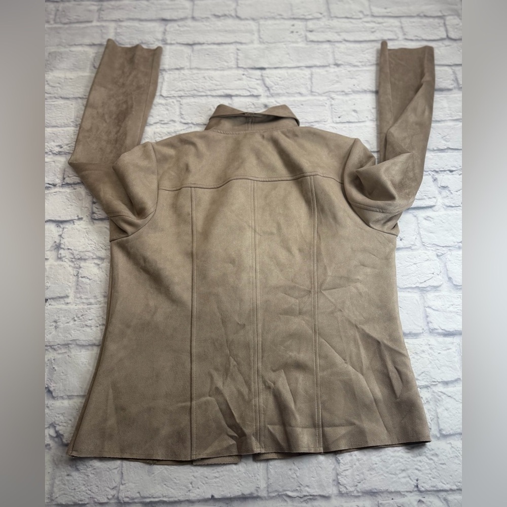 Anthropologie Philosophy Taupe Faux Suede Moto Jacket. Size M. Lightweight. - Picture 7 of 7